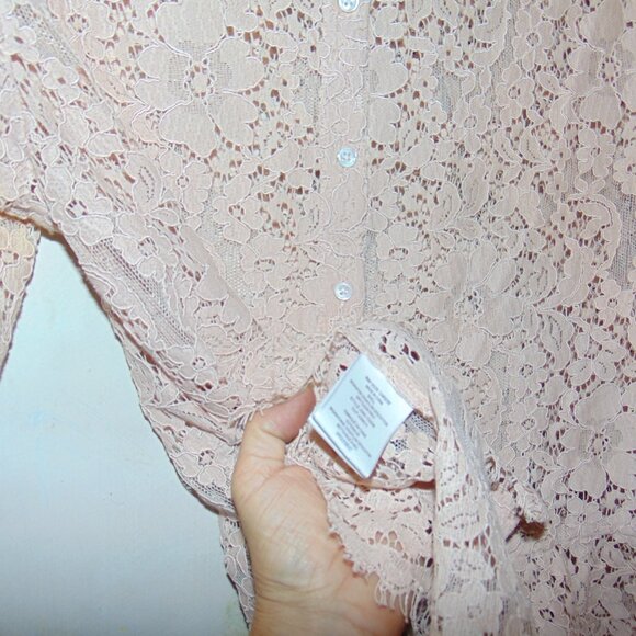 Joie Floral Lace Blouse Top Womens Small Boho Textured Back Button Long Sleeve - Picture 12 of 13